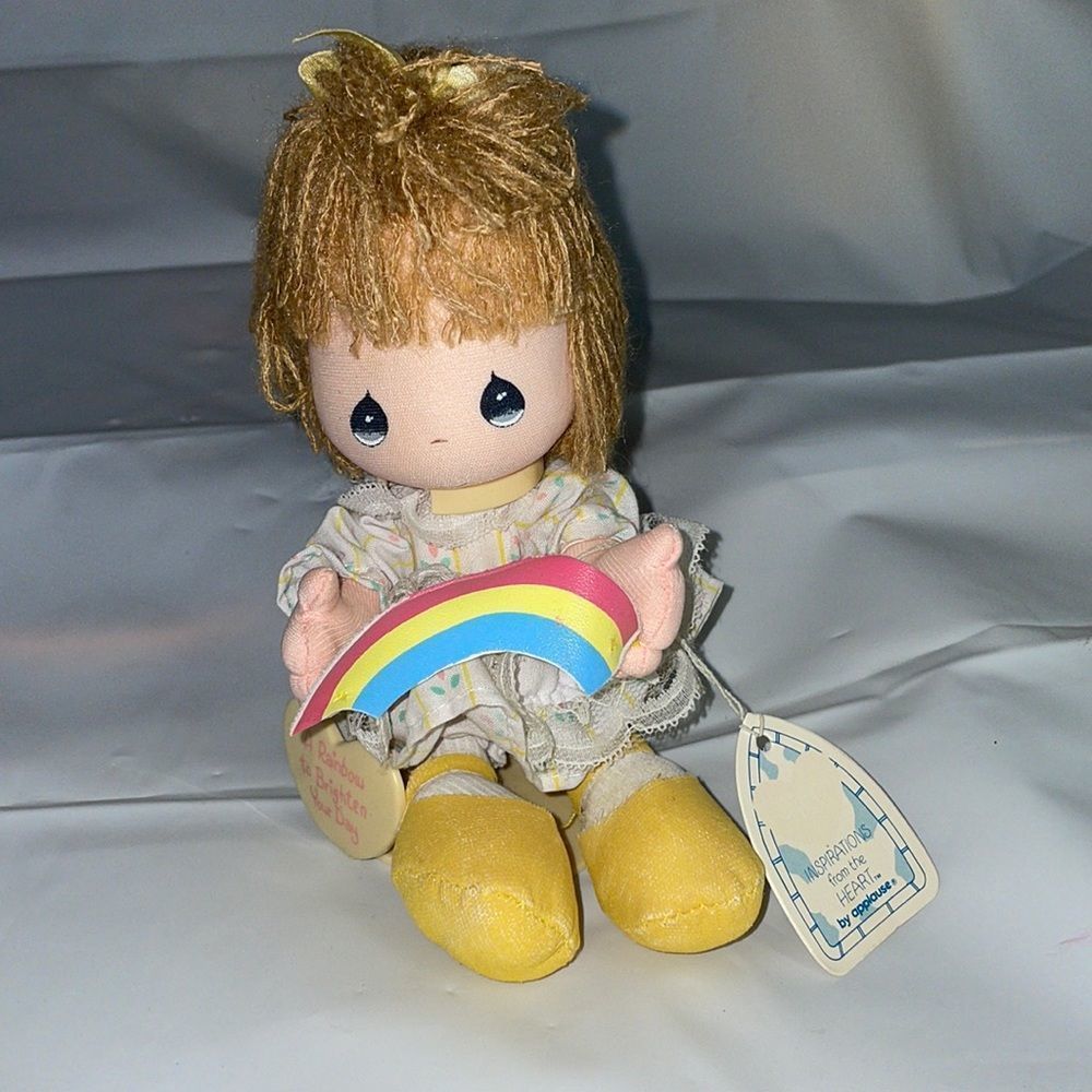 Vintage Inspiration from the heart plush on stand doll with tags